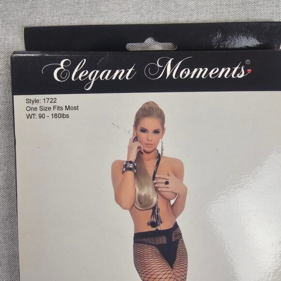 New Elegant Moments Fishnet Pantyhose One Size  Black Tights Lingerie Costume - Picture 5 of 7